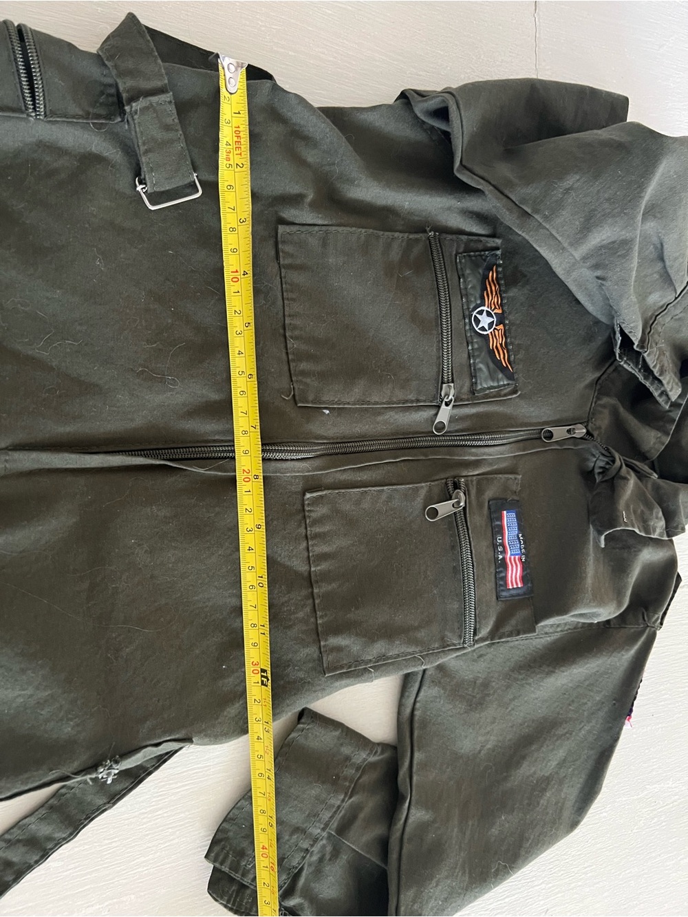 Kids Air Force Pilot Flight Suit Jumpsuit 100% Cotton Olive Green LL Military - Picture 4 of 5